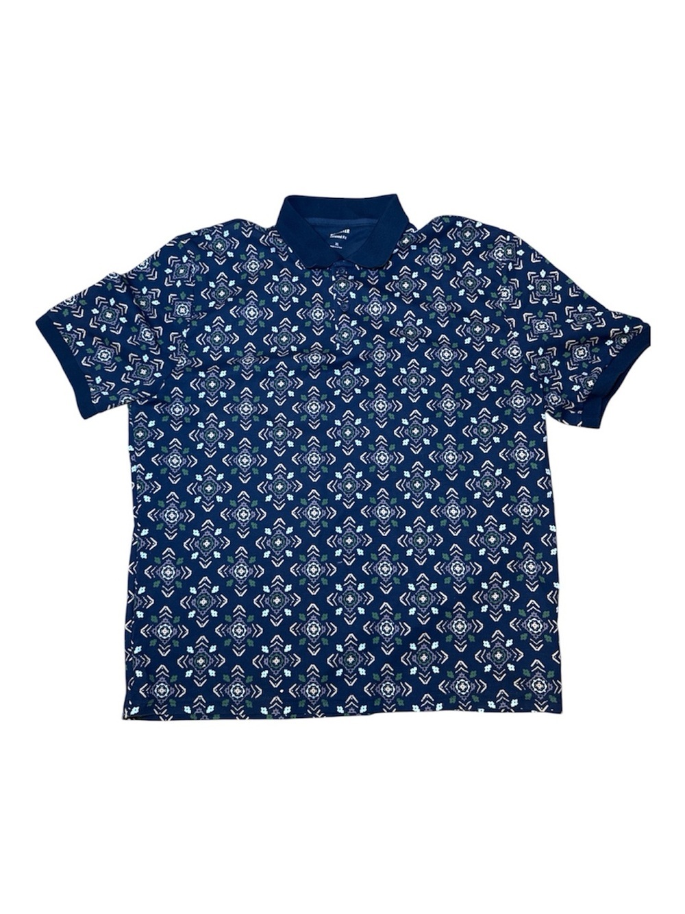 Hollister Men's Navy All Over Geometric Polo Shirt XL Relaxed Fit